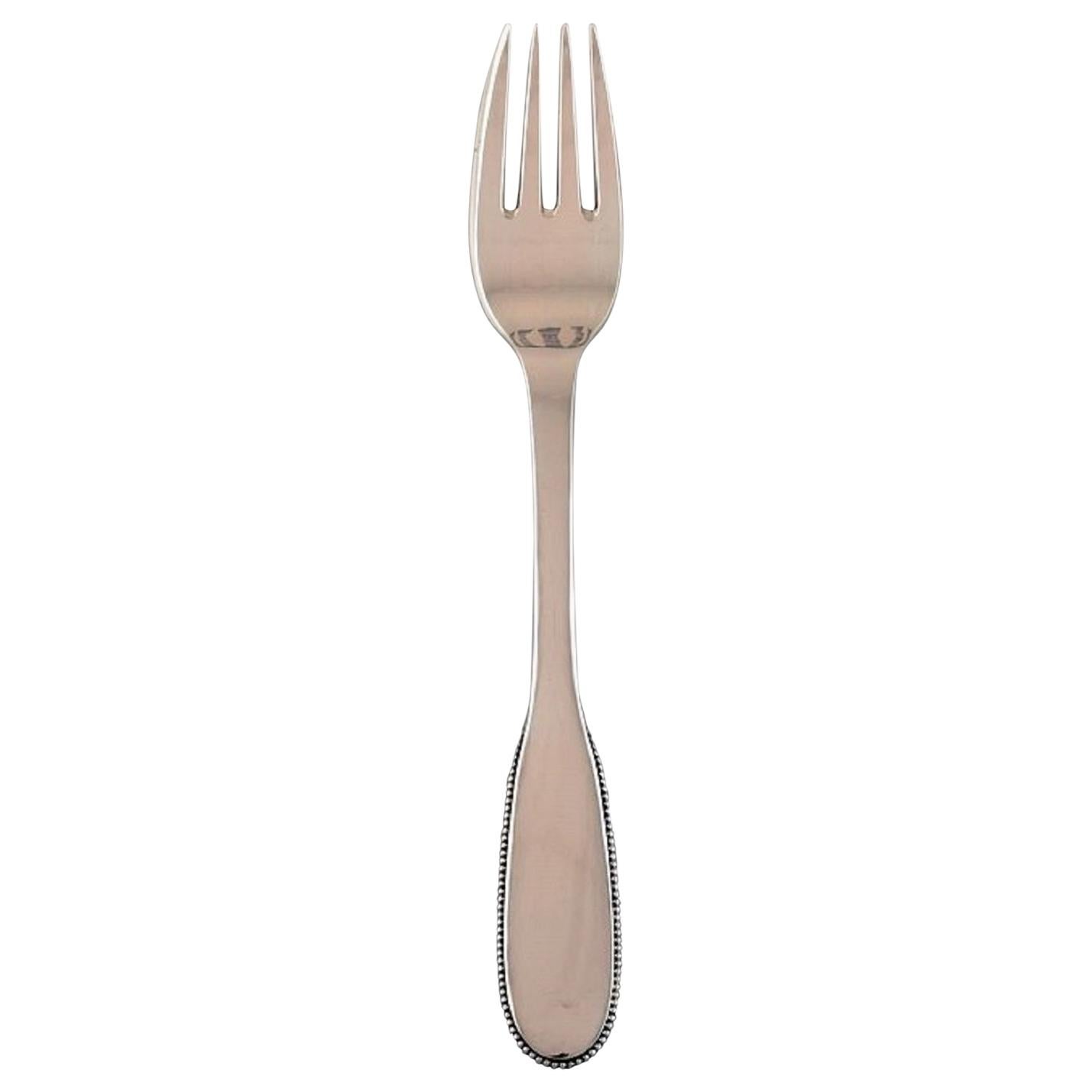Evald Nielsen Number 14 Lunch Fork in Hammered Silver, 1920s