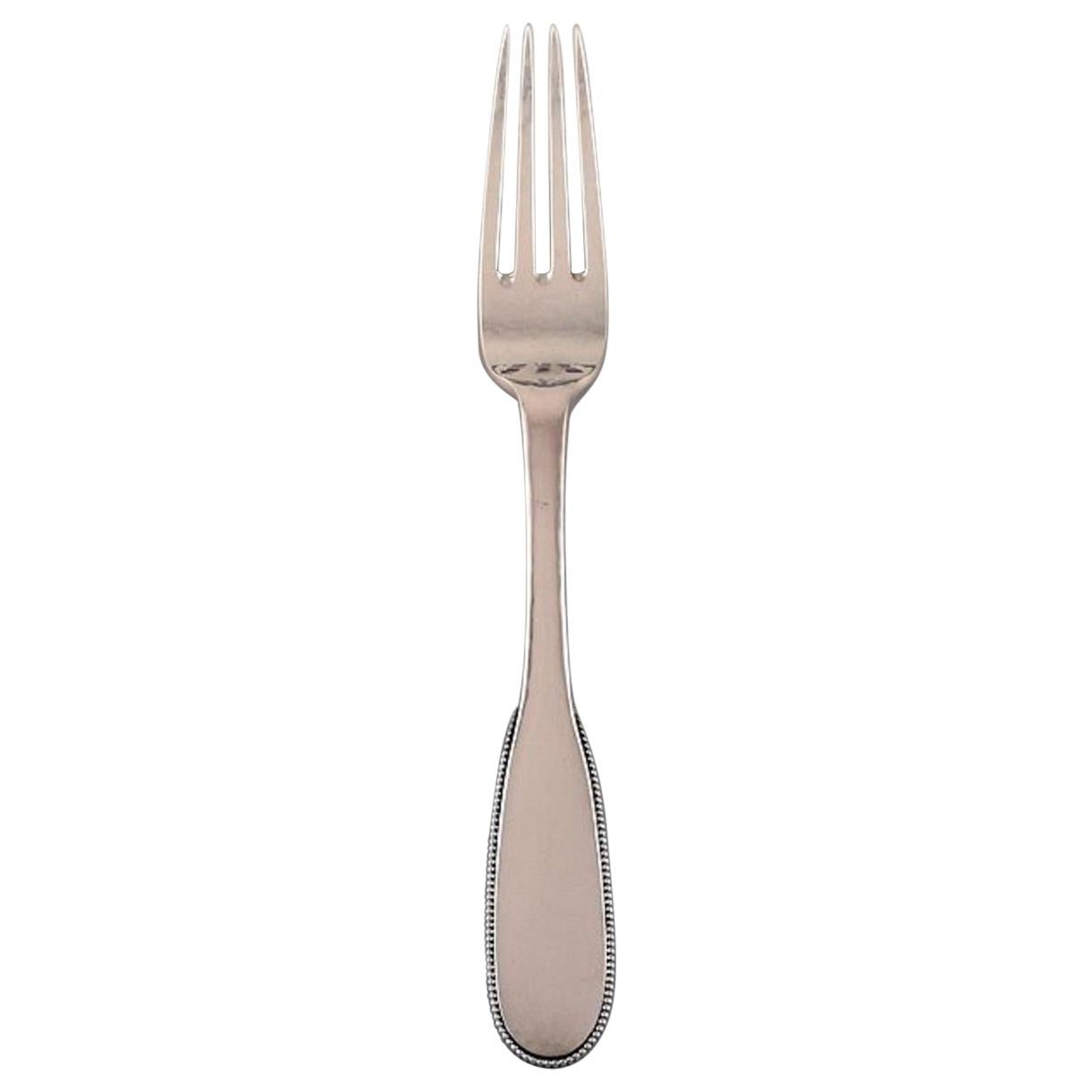 Evald Nielsen Number 14 Lunch Fork in Hammered Silver, 1920s For Sale