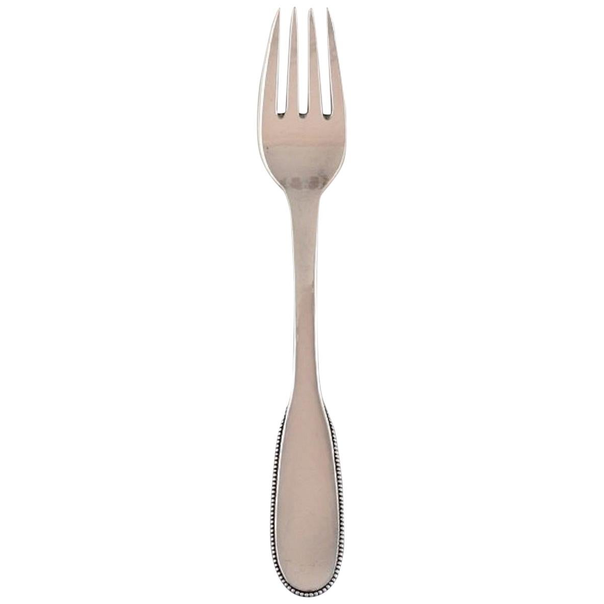 Evald Nielsen Number 14 Lunch Fork in Hammered Silver, 3 Forks Available For Sale