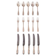 Evald Nielsen Number 14 Lunch Service in Hammered Silver for Five People