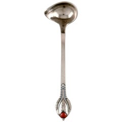 Evald Nielsen number 3, butter spoon / small sauce spoon in hammered all silver