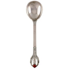 Antique Evald Nielsen Number 3, Jam/Marmelade Spoon in Hammered Silver