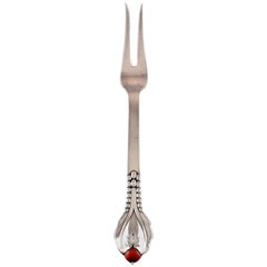 Evald Nielsen number 3, meat fork in hammered sterling silver