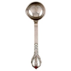 Evald Nielsen Number 3, Sauce Spoon in Hammered All Silver, 1920s