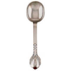 Evald Nielsen Number 3, Serving Spoon in Hammered All Silver, 1920s