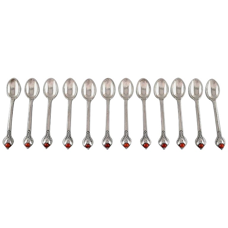 Evald Nielsen Number 3 Tea Spoon, Set of 12 Tea Spoons, 1920s at 1stDibs