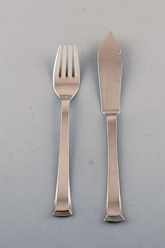 Evald Nielsen Number 32 Fish Cutlery in Silver, Complete Service for 12 Pieces