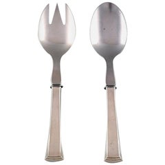 Vintage Evald Nielsen Number 32 Salad Set in Silver and Stainless Steel