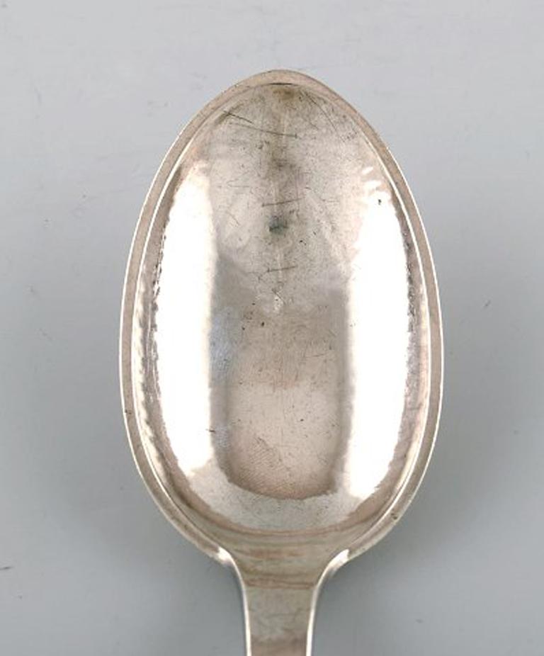 Art Nouveau Evald Nielsen Number 6, Dinner Spoon in All Silver, 1920s, 2 Pcs