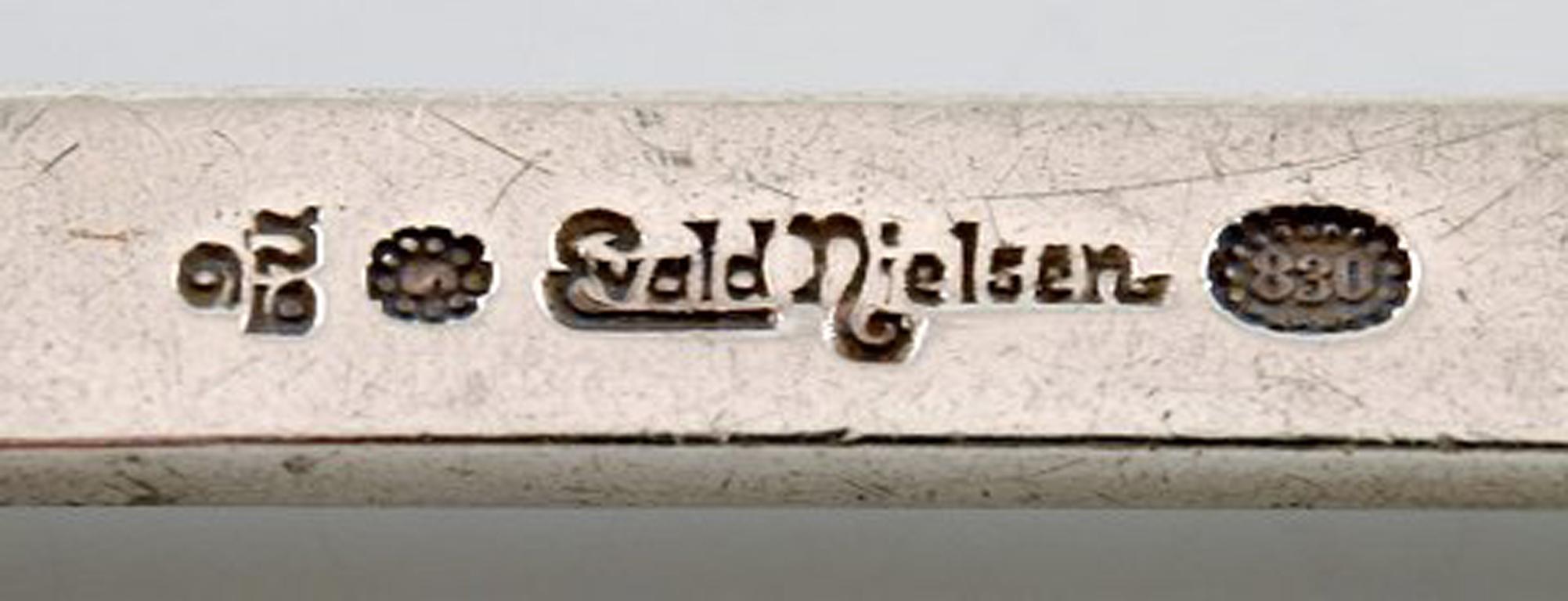 Danish Evald Nielsen Number 6, Dinner Spoon in All Silver, 1920s, 2 Pcs