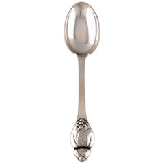 Antique Evald Nielsen number 6, serving spoon in all silver. 1920's. Two pieces