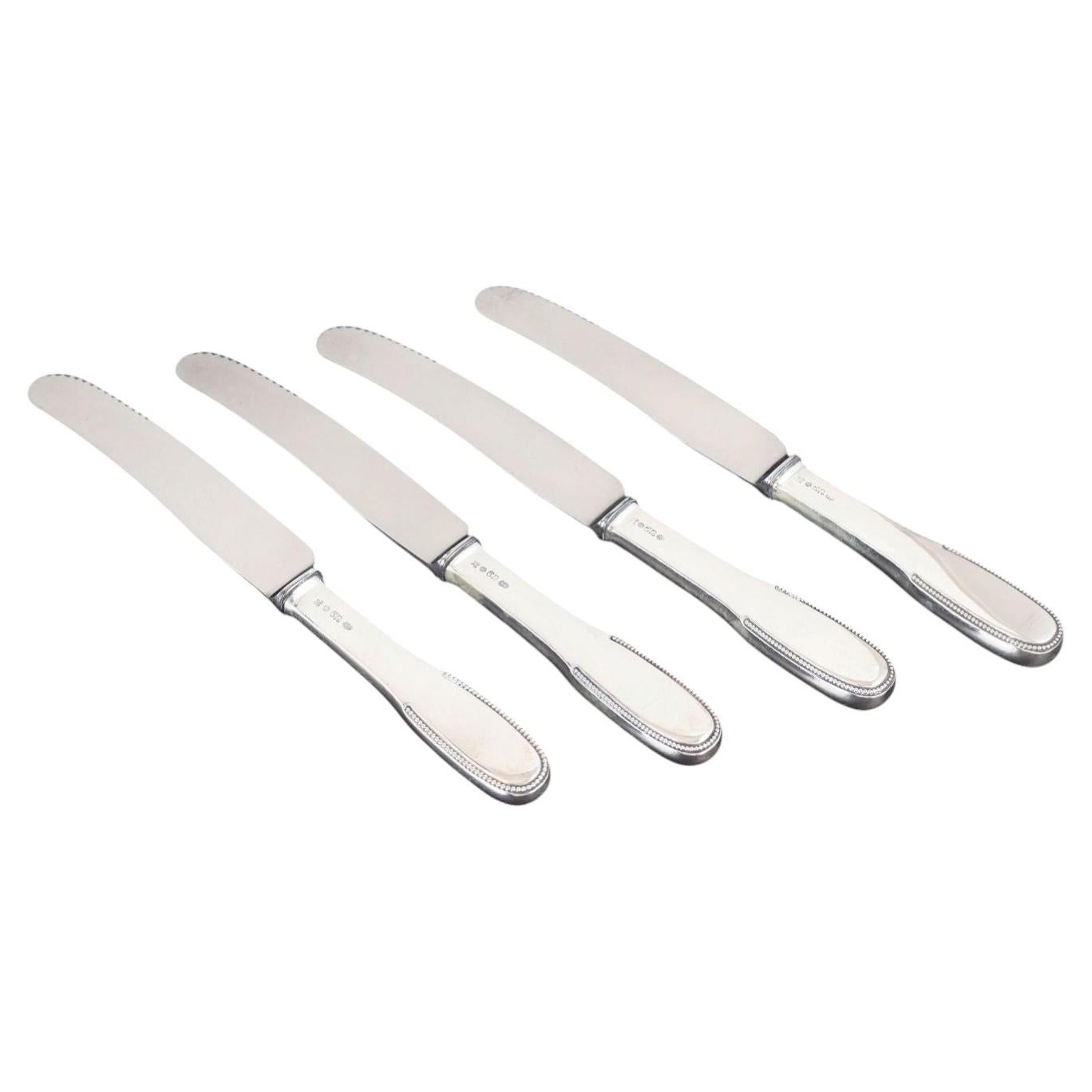 Evald Nielsen. Set of four dinner knives in silver and stainless steel, 1930s For Sale