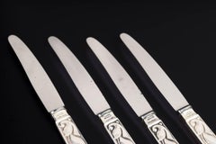 Evald Nielsen. Set of four fruit knives in sterling silver and stainless steel.