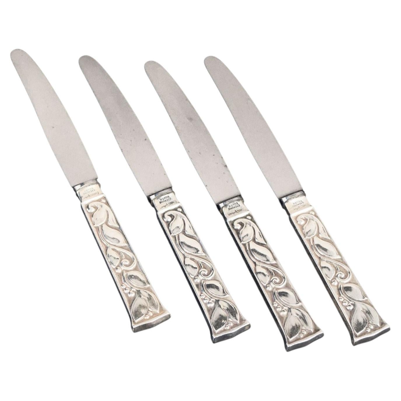 Evald Nielsen. Set of four fruit knives in sterling silver and stainless steel.