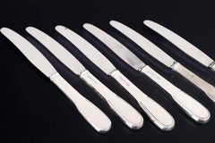 Evald Nielsen. Juego de seis cuchillos para fruta de plata y acero inoxidable, década de 1930