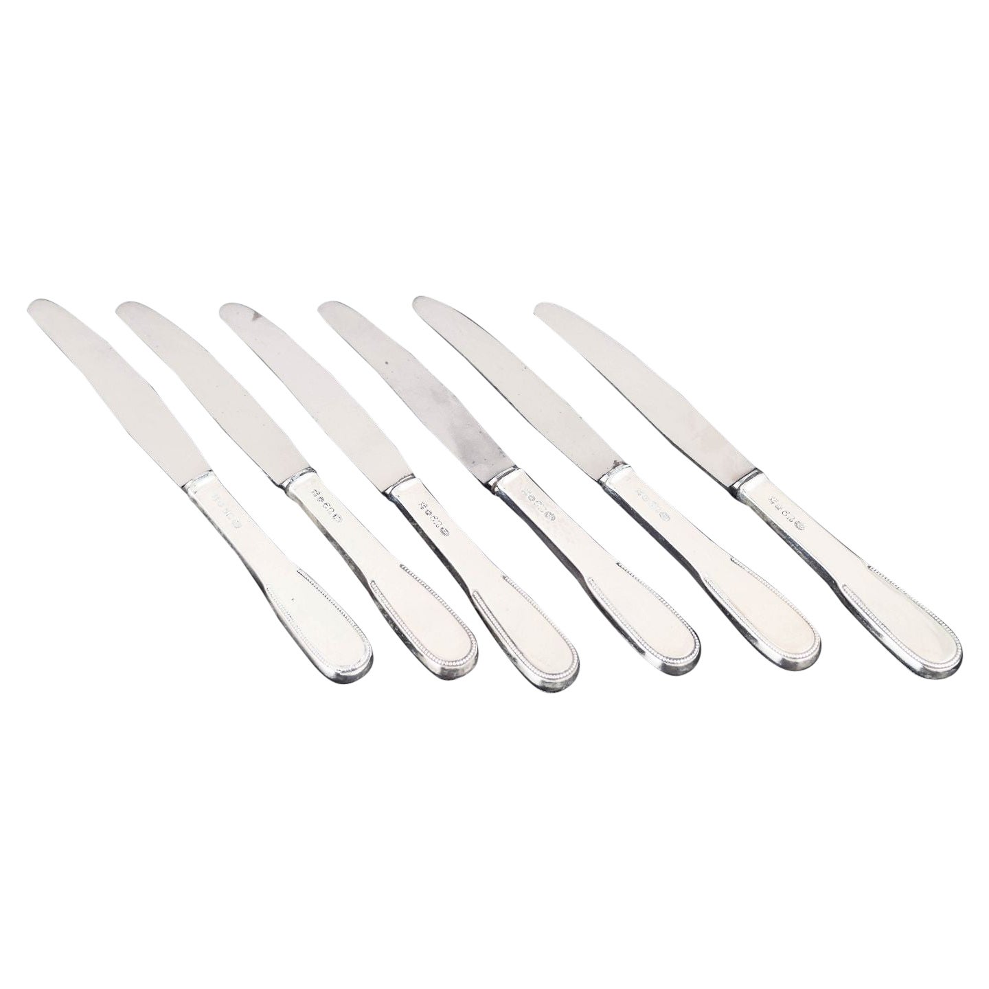 Evald Nielsen. Set of six fruit knives in silver and stainless steel, 1930s