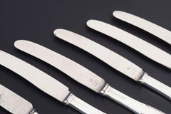 Evald Nielsen. Sechser-Set Lunchmesser aus Sterlingsilber und Edelstahl.