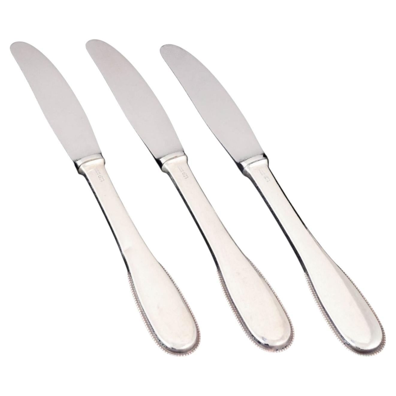 Evald Nielsen. Set of three dinner knives in sterling silver and stainless steel