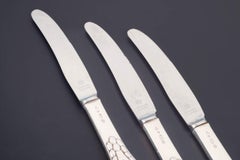 Evald Nielsen. Set of three lunch knives in silver and stainless steel, 1920s
