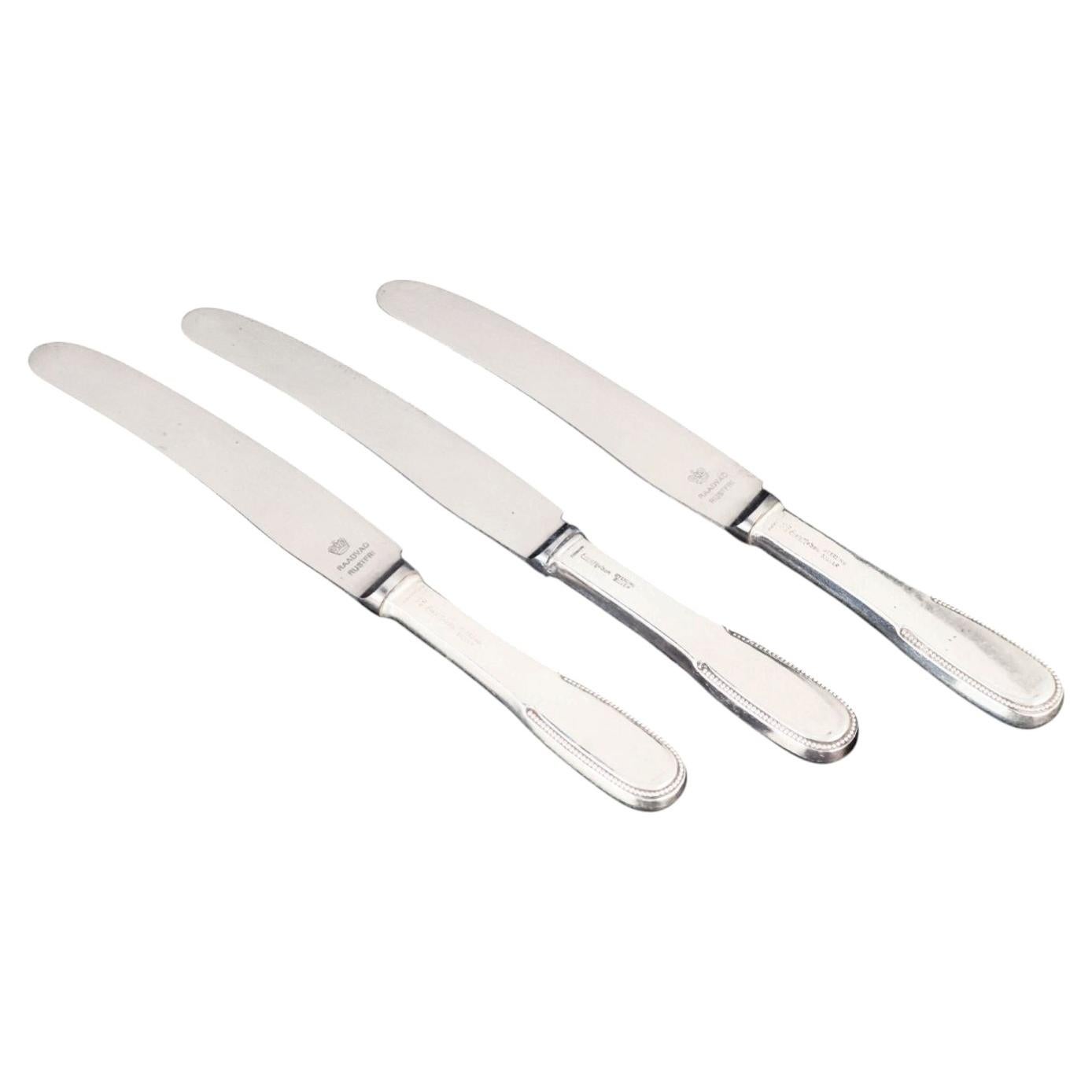 Evald Nielsen. Set of three lunch knives in sterling silver and stainless steel. For Sale