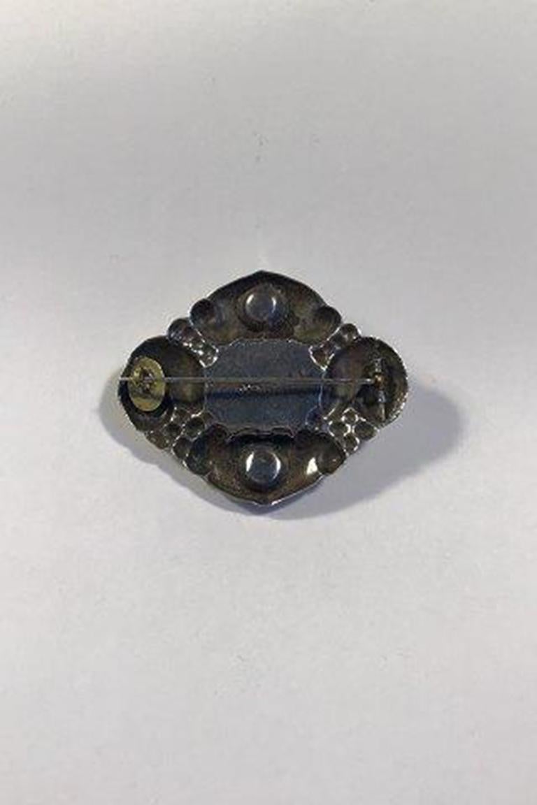 Broche Evald Nielsen en argent avec ambre Bon état - En vente à Copenhagen, DK