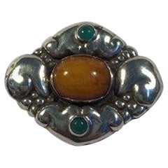 Broche Evald Nielsen en argent avec ambre