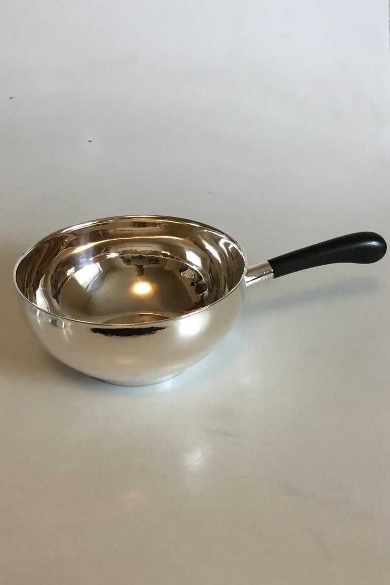 Art Nouveau Evald Nielsen Silver Sauce Pan with Wood Shaft For Sale