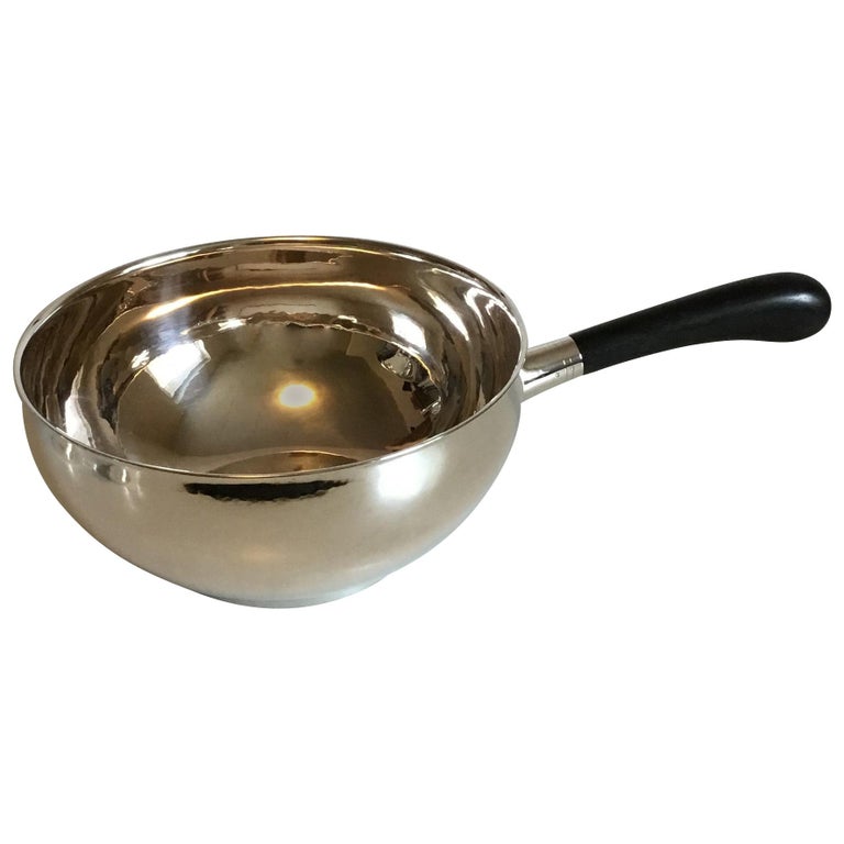 Evald Nielsen Silver Sauce Pan with Wood Shaft For Sale