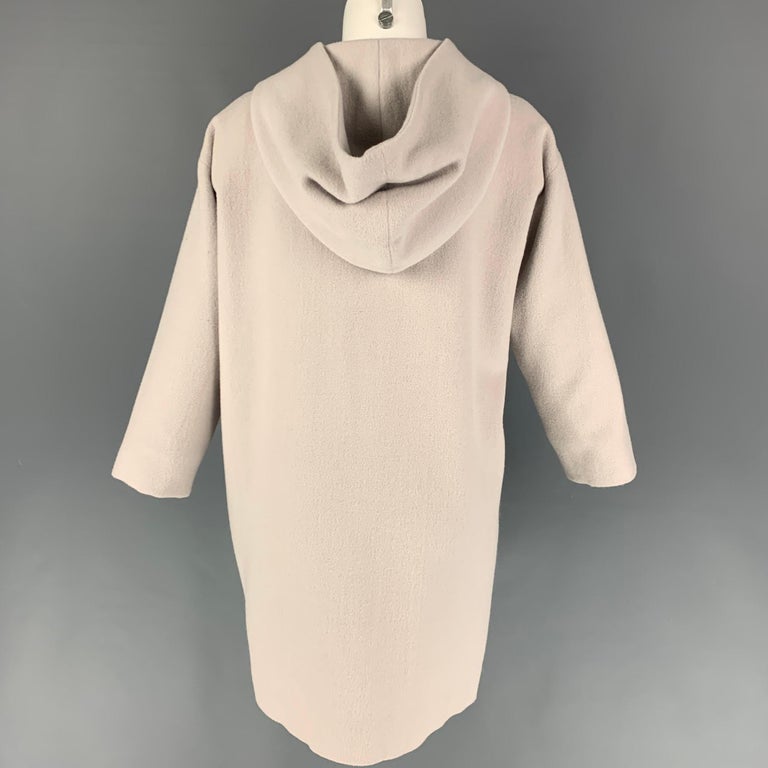 EVAM EVA Size S Dust Pink Wool Angora Hooded Coat For Sale at 1stDibs