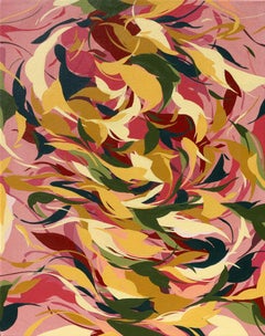 "A Flower For Your Thoughts" - abstract, pink, green, nature-based