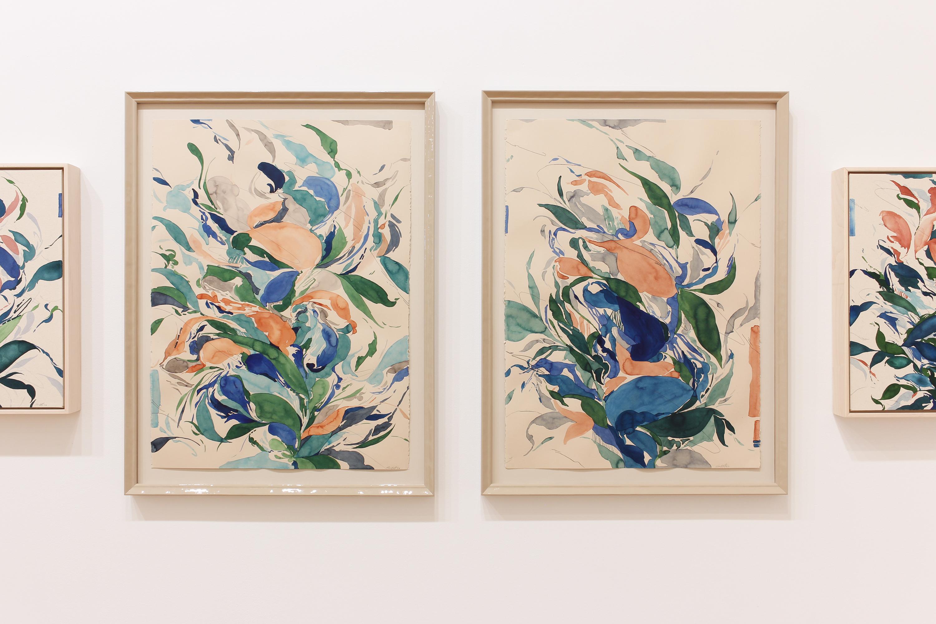 „Backyard Jungle“ – farbenfrohes abstraktes Werk auf Papier – Expressionismus – Blumenmuster (Abstrakt), Painting, von Evan Blackwell-Helgeson