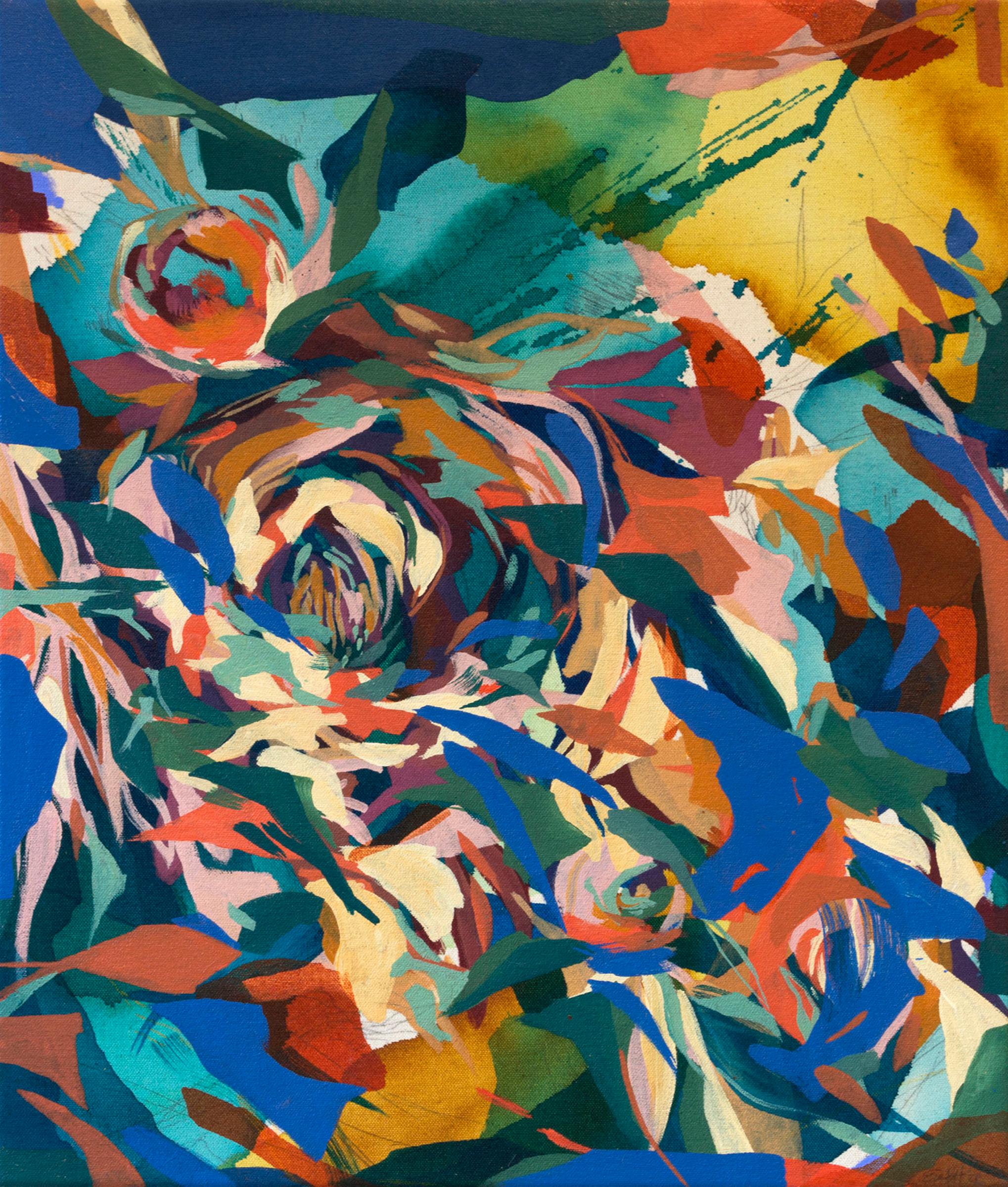 Evan Blackwell-Helgeson Abstract Painting - "Floral Study" - colorful abstract painting - pure abstraction - Frankenthaler