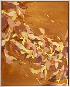 "Golden Glow" - colorful abstract painting - nature - floral - flowing - orange