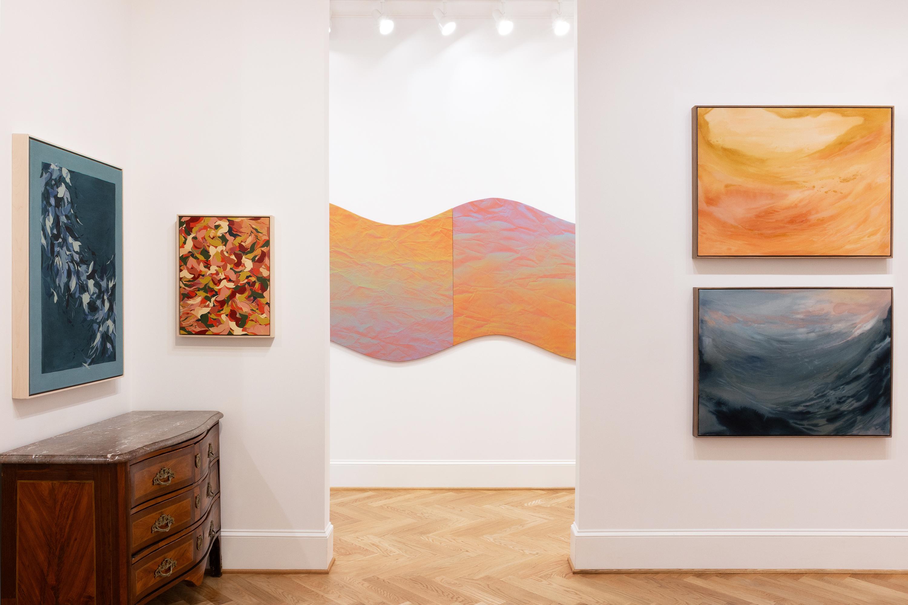 This work on canvas is a mixed media abstract work featuring hues of red, pink, green and yellow.

Evan is inspired by the works of Frank Bowling, Helen Frankenthaler, Candida Alvarez and Dorothy Hood.

In her latest body of work “Perennial Trace,”