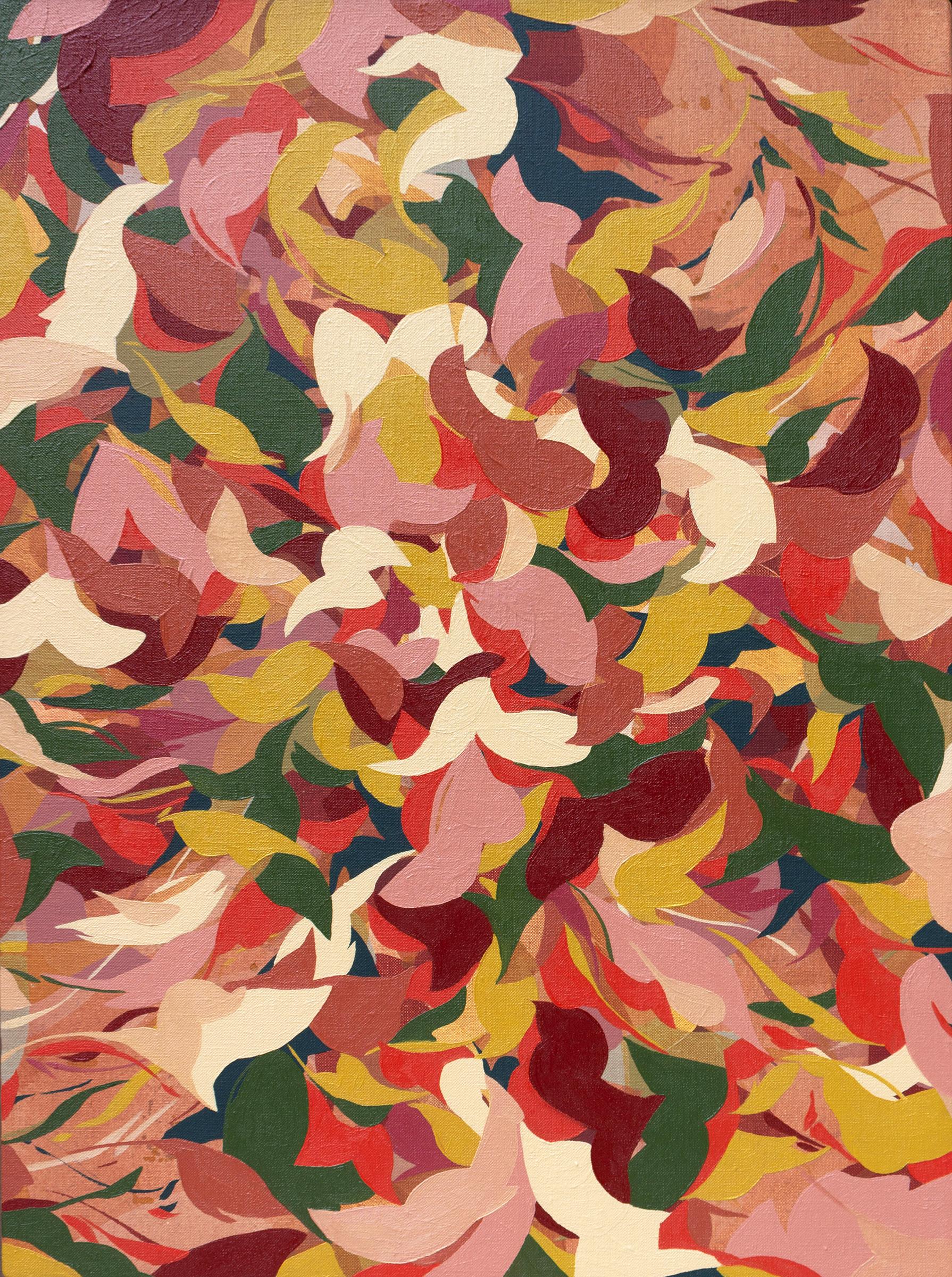 Evan Blackwell-Helgeson Abstract Painting - "Hot Take" - abstract, red, nature-based, vibrant