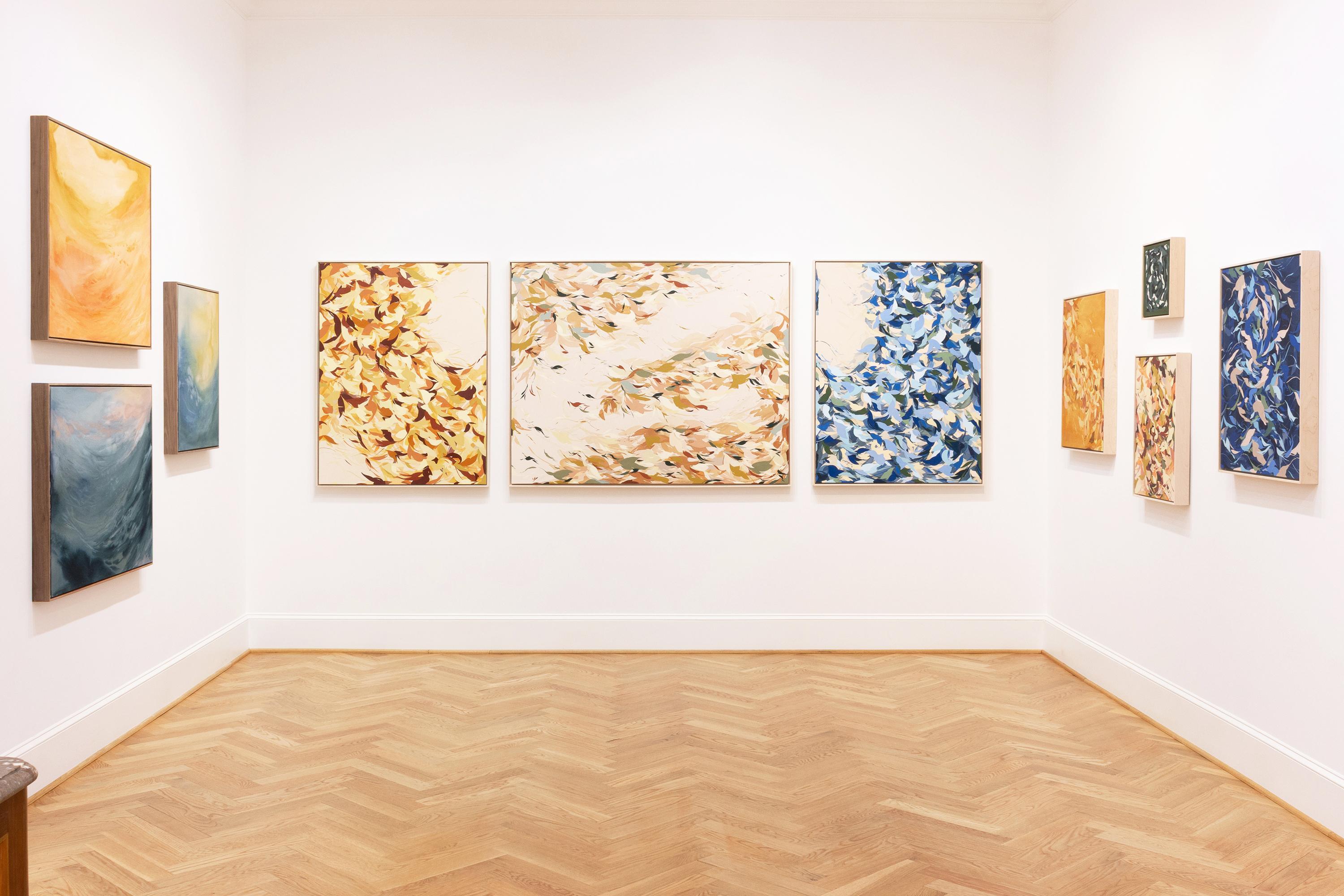 This work on canvas is a mixed media abstract work featuring hues of teal and orange.

Evan is inspired by the works of Frank Bowling, Helen Frankenthaler, Candida Alvarez and Dorothy Hood.

In her latest body of work “Perennial Trace,”