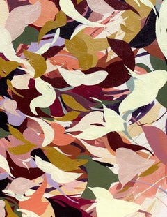"Lilac Confetti" - abstract, pink, yellow, nature-based, flowing