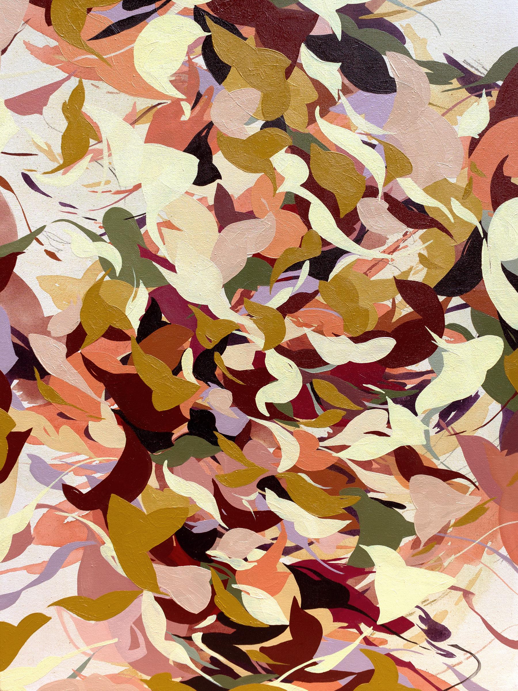 "Lilac Confetti" - abstract, pink, yellow, nature-based, flowing