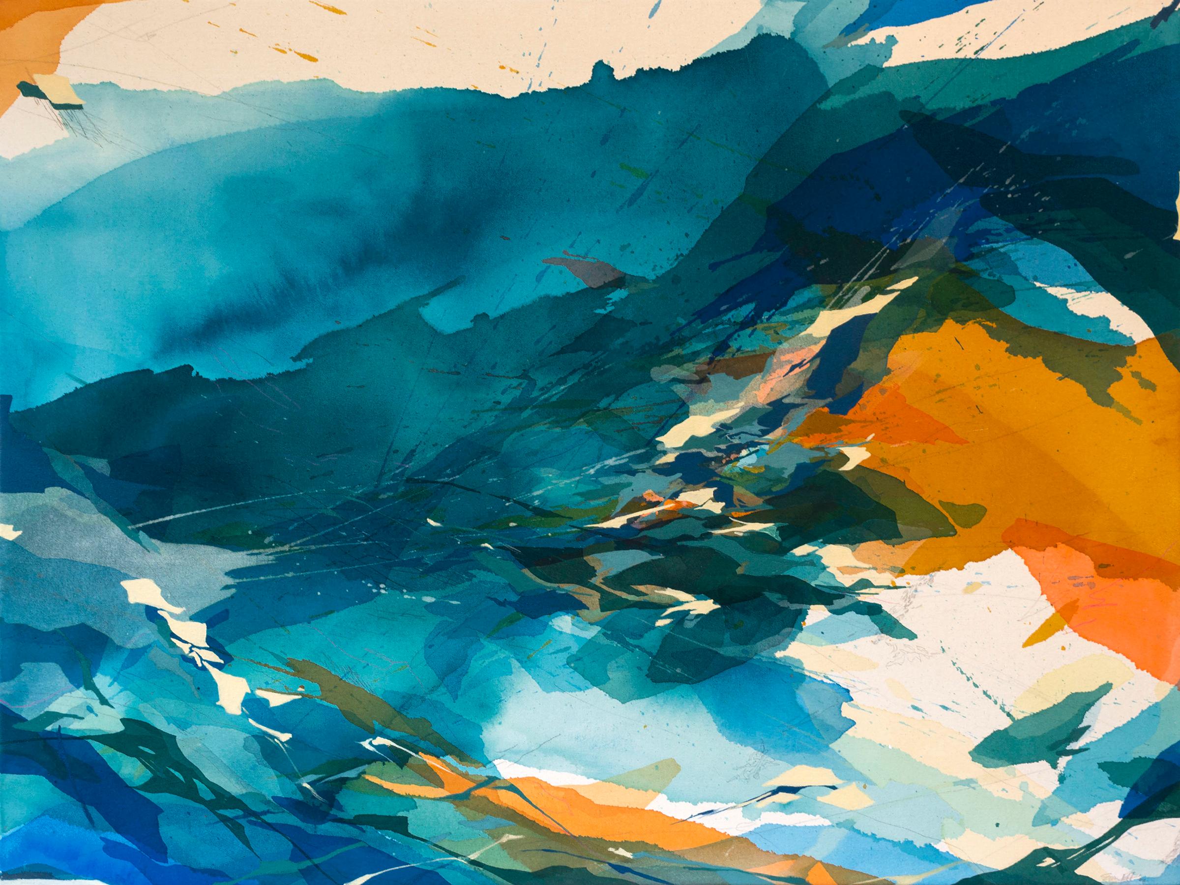 Evan Blackwell-Helgeson Abstract Painting - "Meeting Place" - colorful abstract painting - pure abstraction - Frankenthaler