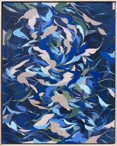 "Midnight Bloom" - abstract, blue, nature-based, flowing