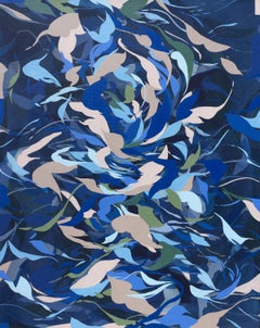 "Midnight Bloom" - abstract, blue, nature-based, flowing