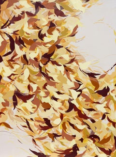 "Huella Perenne: Lo que construye la luz" - abstracto, amarillo, basado en la naturaleza, fluido