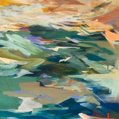 "Recollected" - pittura astratta colorata - paesaggio marino - Frankenthaler