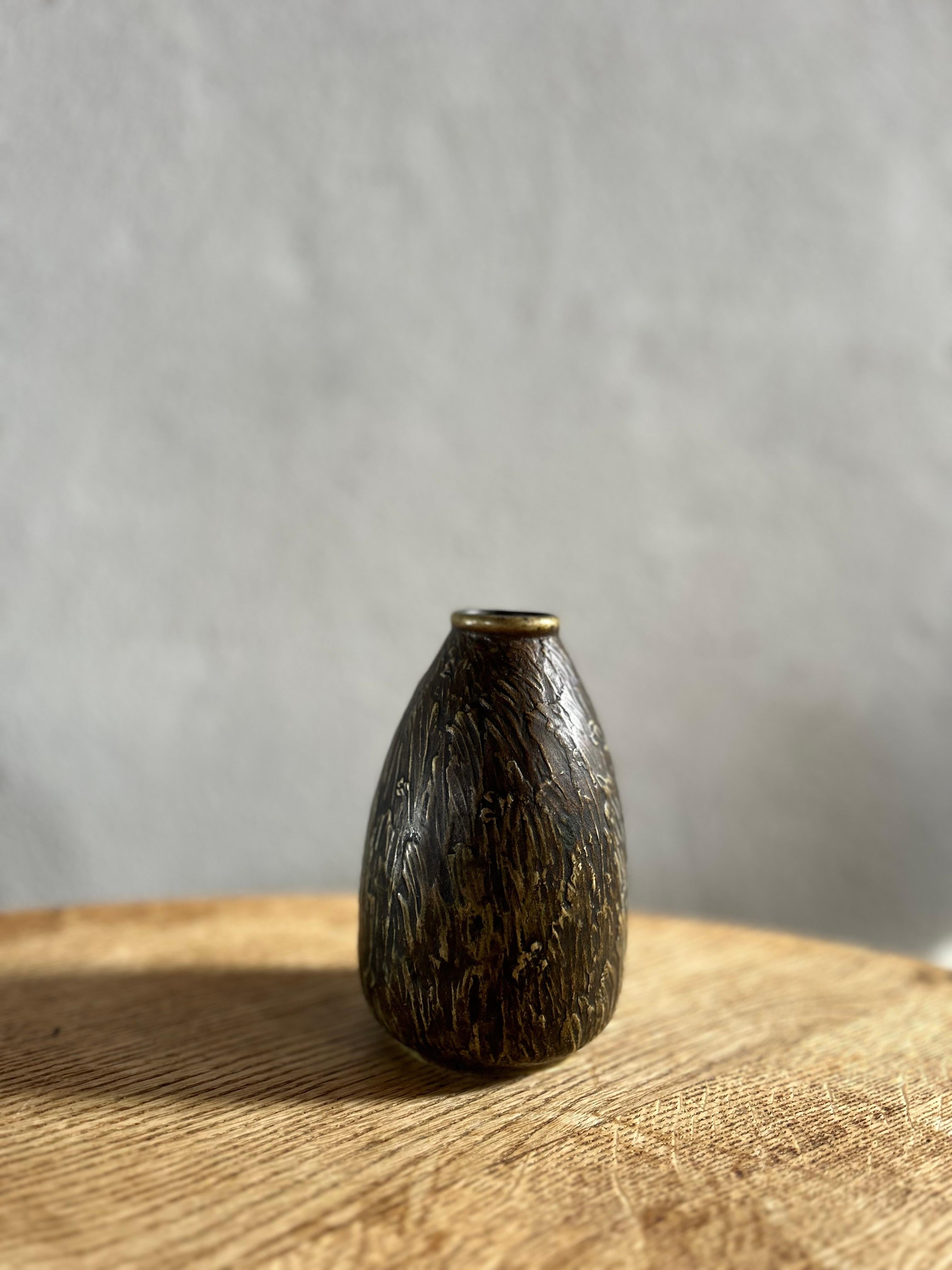 Patinated Evan Jensen Bronze Vase, Denmark 1930’s For Sale