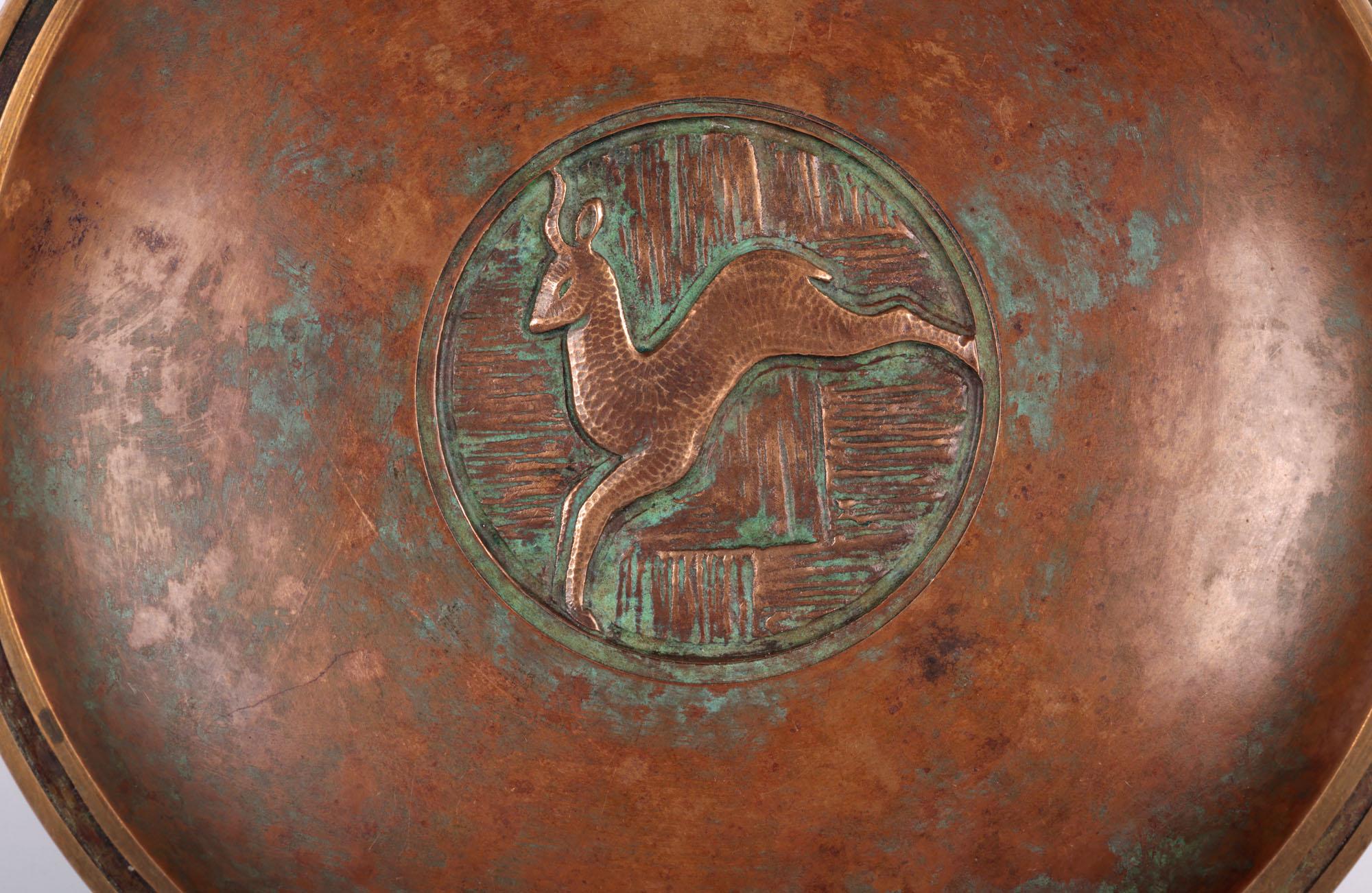 Evan Jensen Danish Art Deco Bronze Dish with Deer For Sale 2