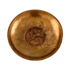 Evan Jensen, Denmark, Art Deco Bowl in Bronze with Leaping Deer, 1940s