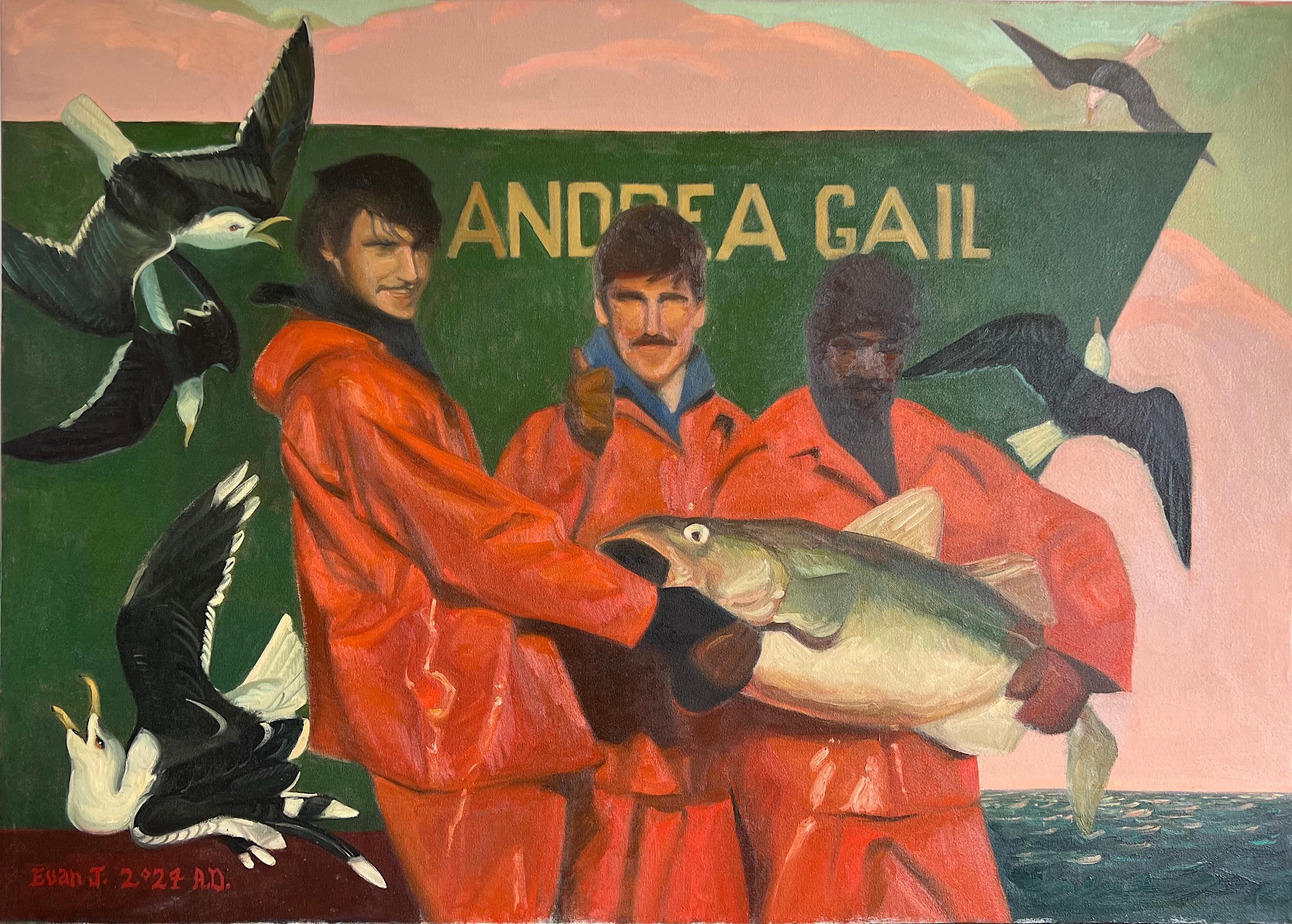 Evan Jones Landscape Painting - Though you rest in the sea, you still live in our hearts