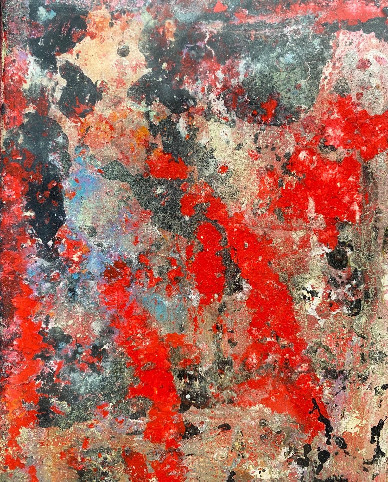 Burning Desire, 2019, Abstraktes Acryl, Ölharz und Sprühfarbe, Leinwand, signiert 2