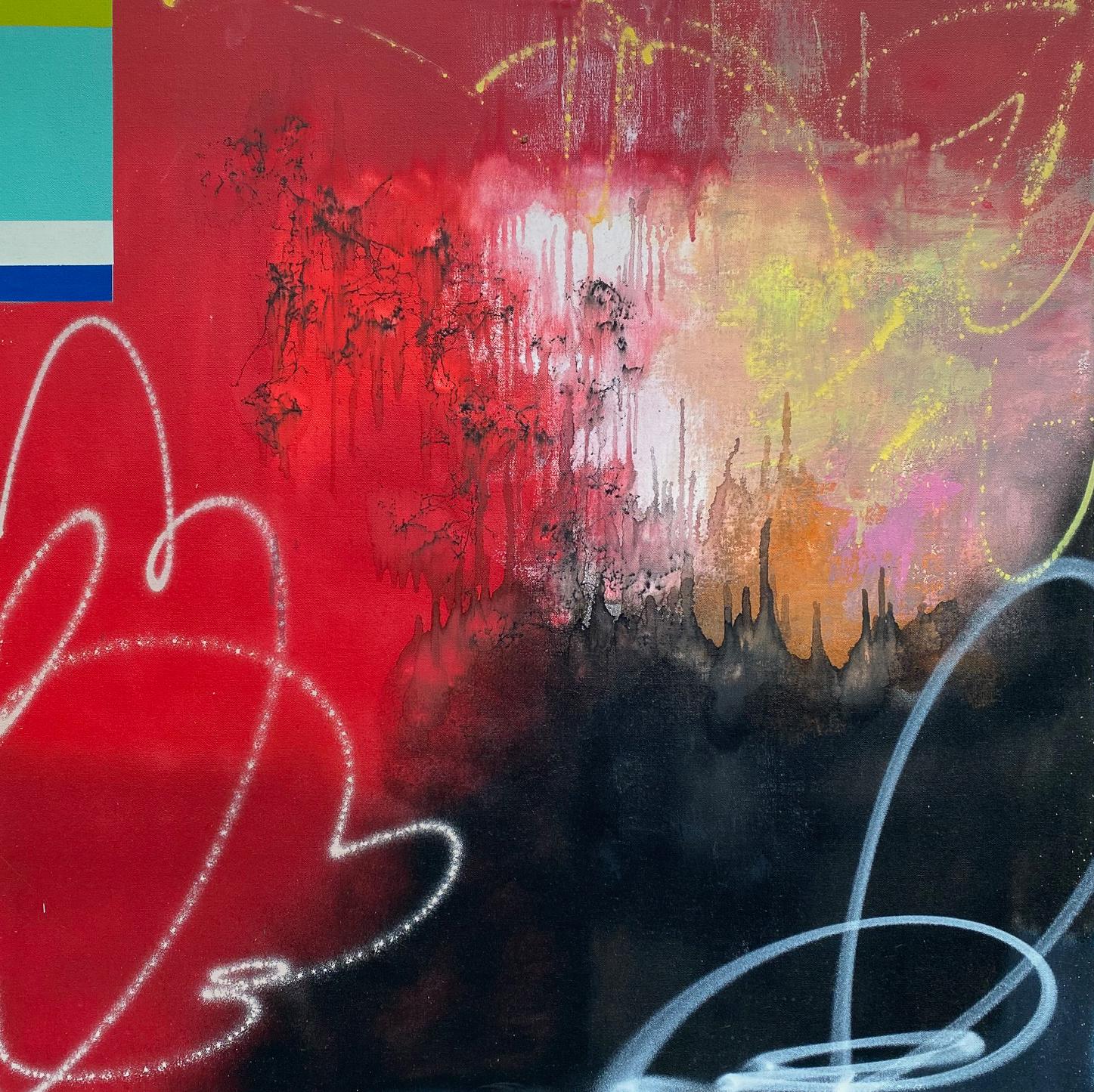 Spitfire, 2020, Abstract Acrylic & Spray Paint, Canvas, Signed on Verso