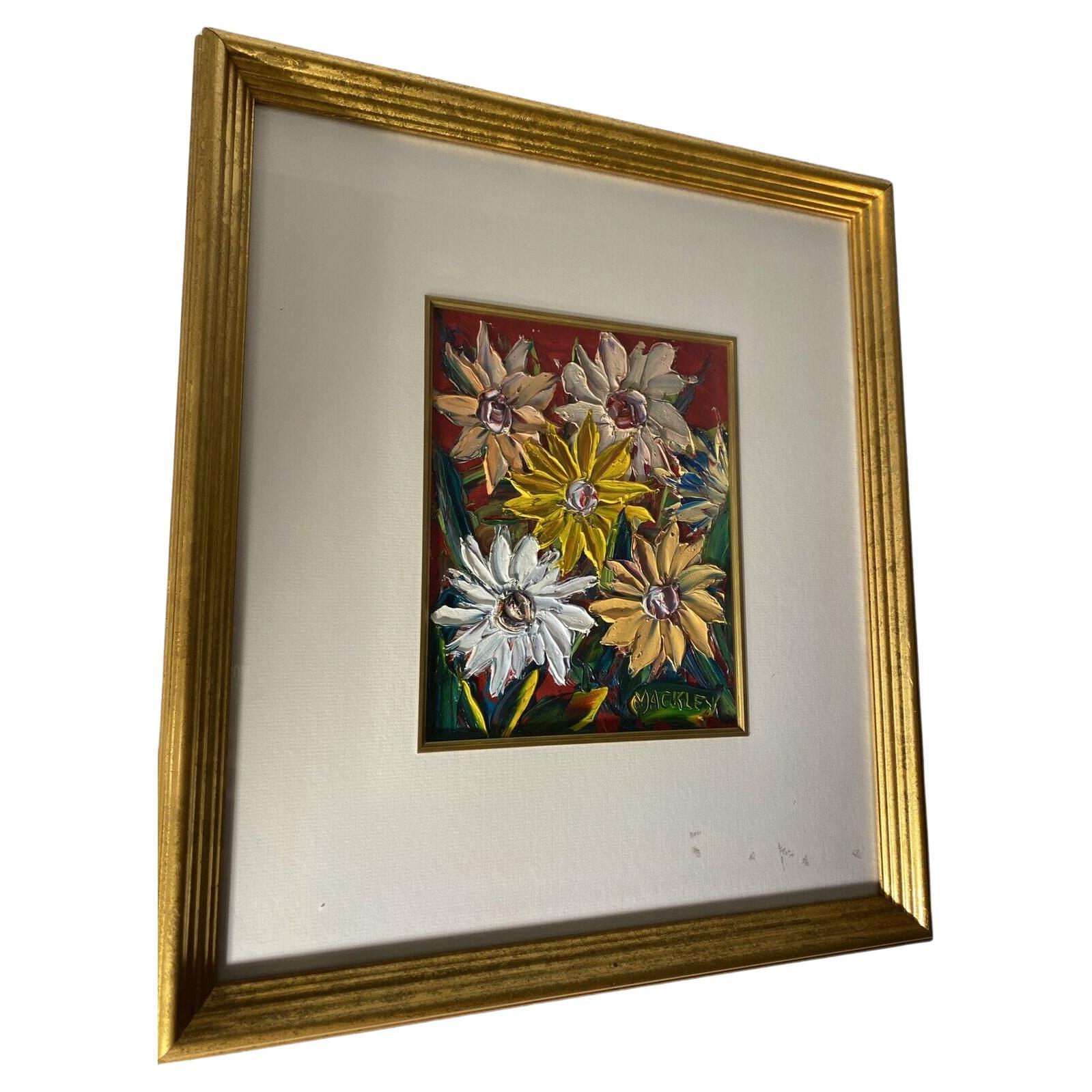 Evan Mackley Oil On Board Flowers Painting. Framed. In Excellent Condition For Sale In MELBOURNE, AU
